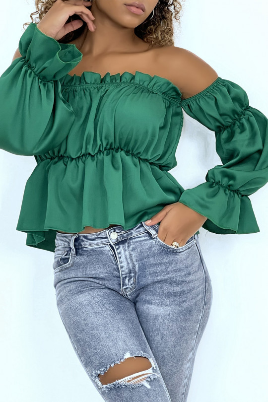 Green satin bustier with separate sleeves - 5