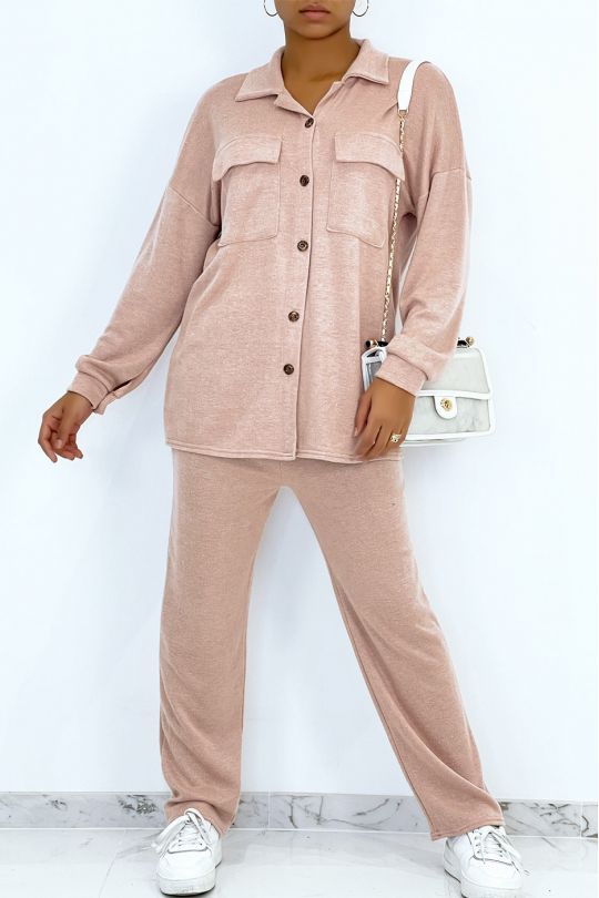Comfort set shirt en zachte broek roze kleur - 1 Comfort set shirt en zachte broek roze kleur - 1