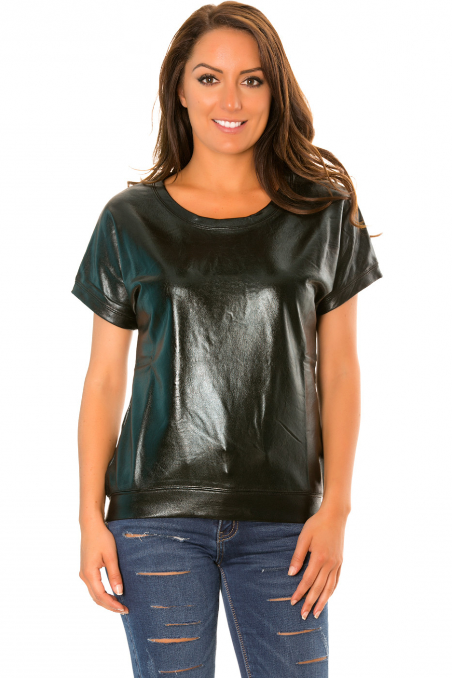 PuPP manches courtes Noir style retro brillant. WJ-3872 - 1