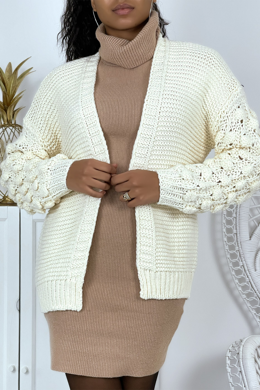 Gilet écru oversize pas chère - 2