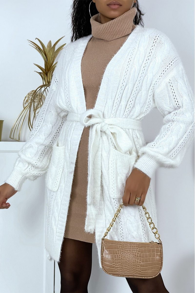Gilet blanc à ceinture pas chère - 5