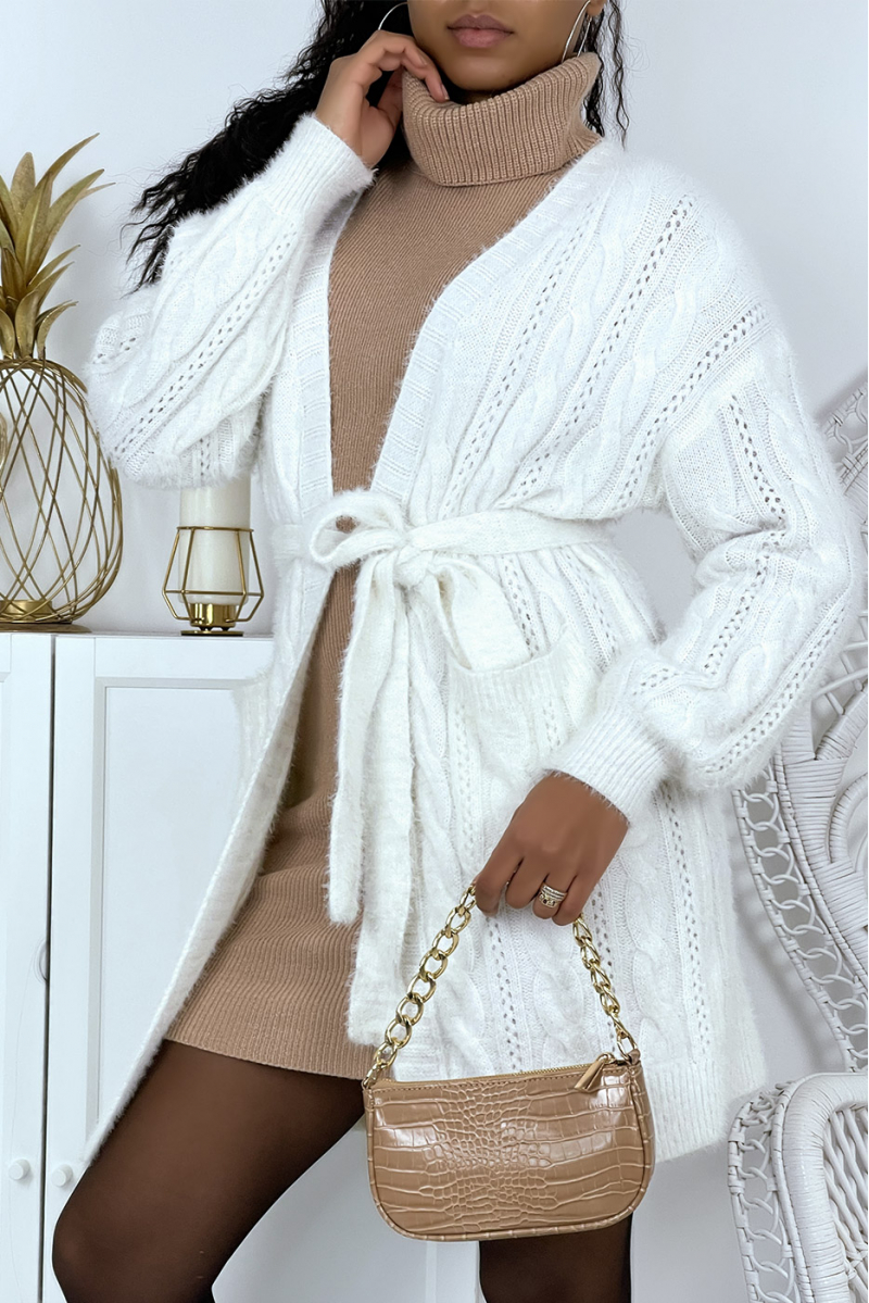 Gilet blanc à ceinture pas chère - 1