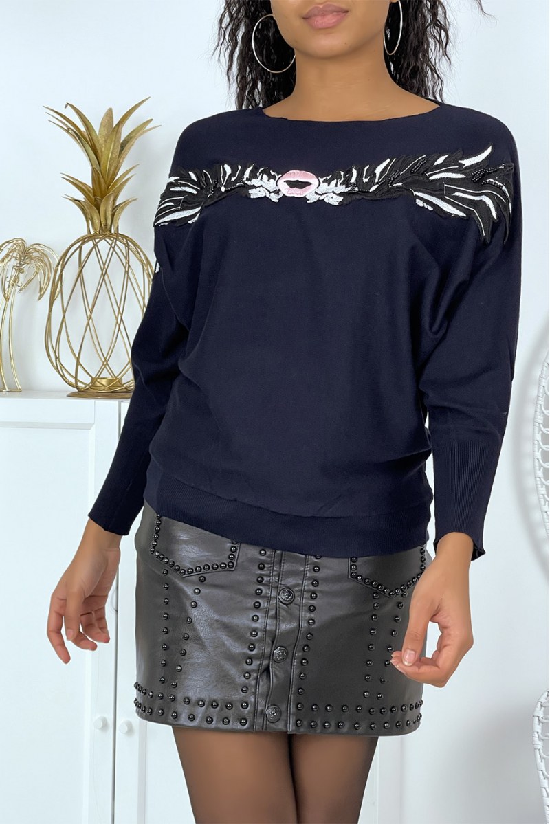 Loose navy blue sweater - 6