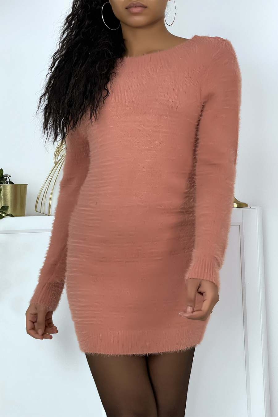 Fuchsia bodycon sweaterjurk voor dames - 3