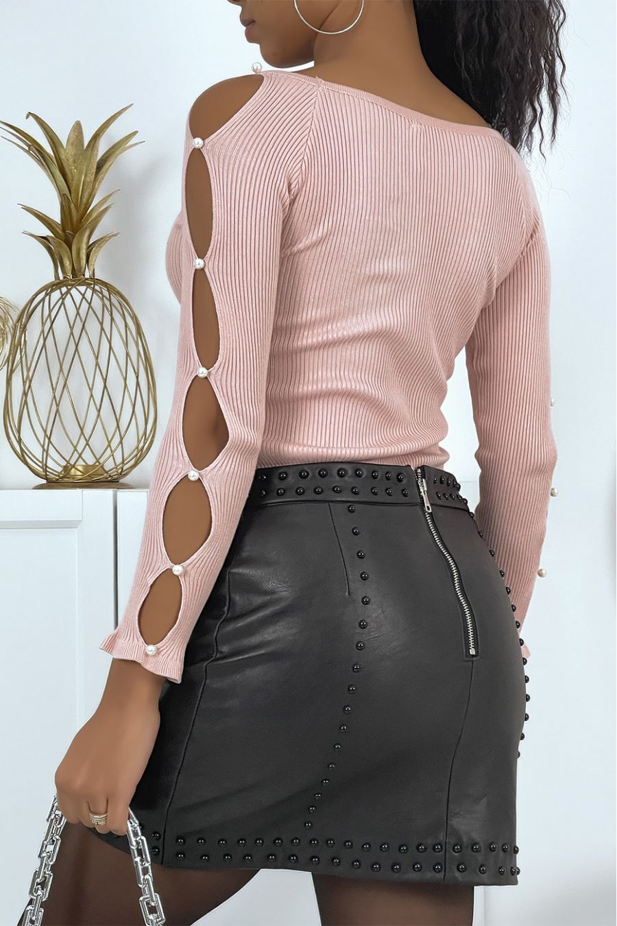 Pull rose manches longues - 3