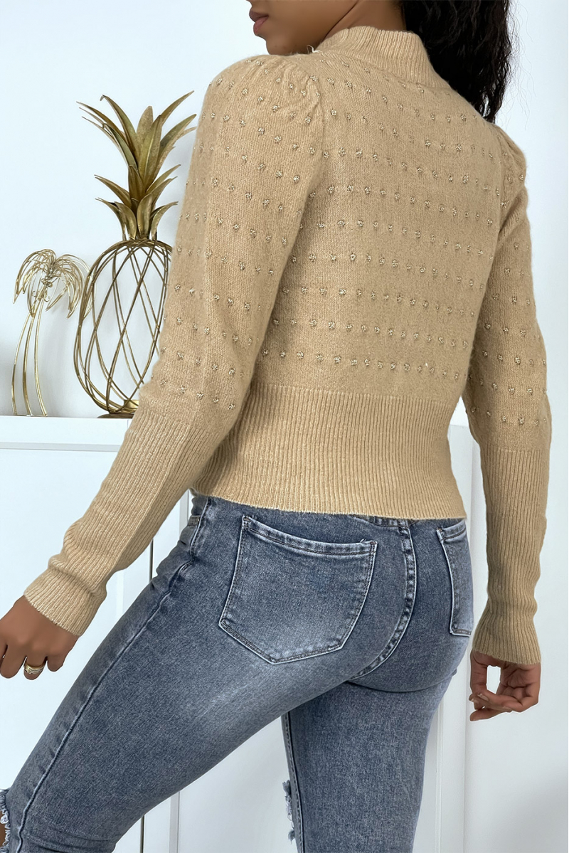 Pull taupe manches bouffantes à poids