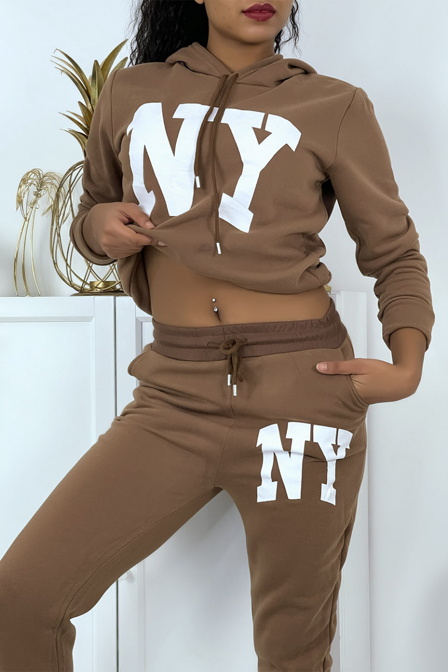 Ensemble jogging marron NY - 2