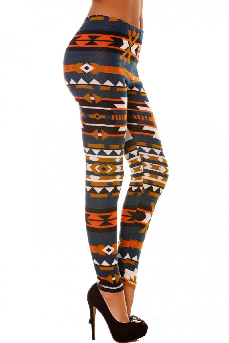 Colorful winter LeCKings in duck and orange fancy patterns. Leggings Fashion style. 113-1 - 4