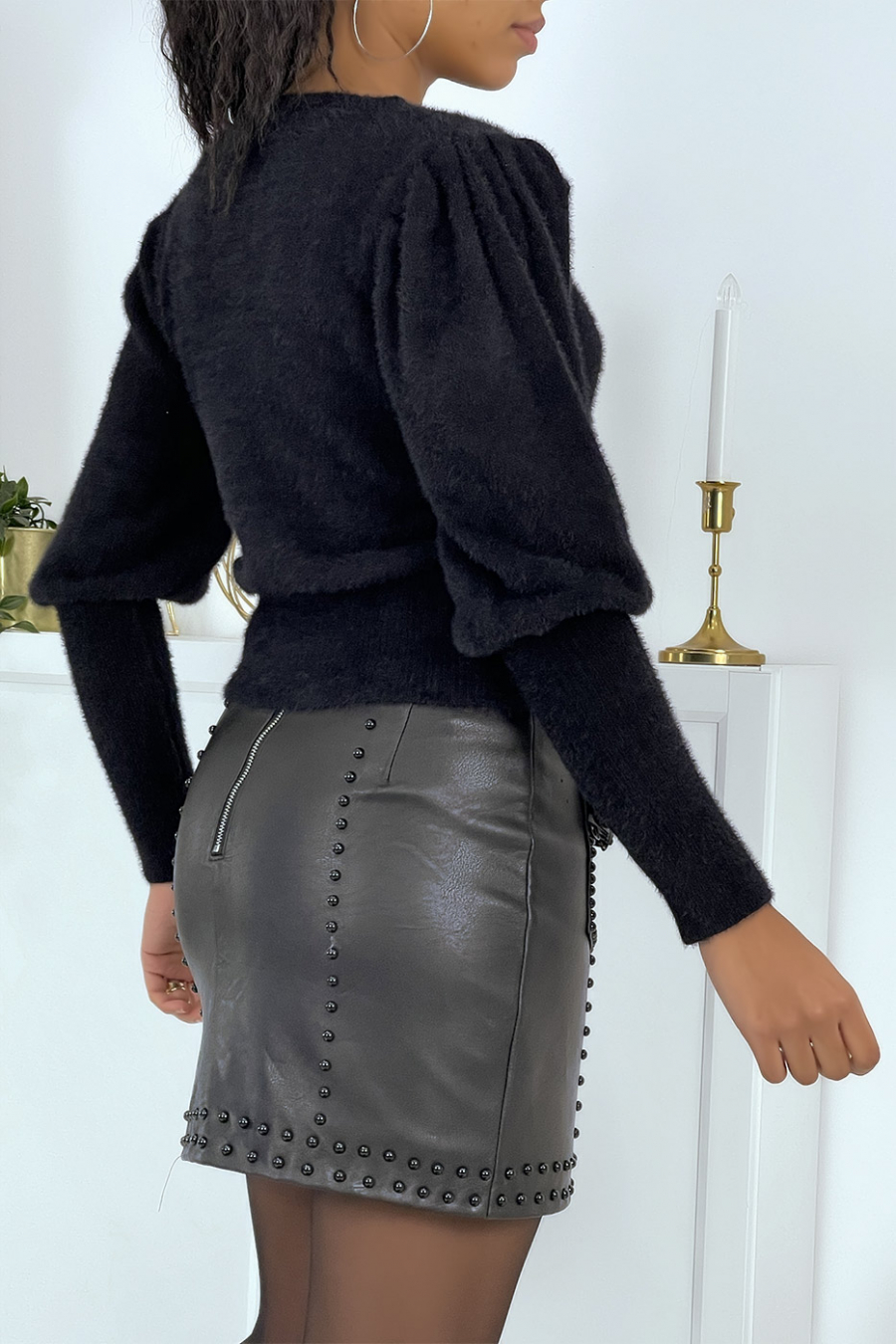 Soft black jumper with buttons on the shoulders - 4