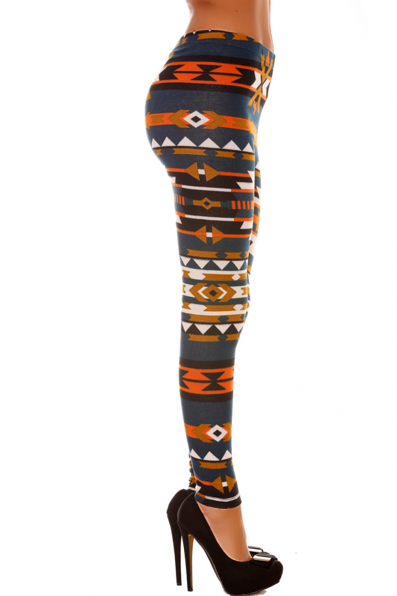 Colorful winter LeCKings in duck and orange fancy patterns. Leggings Fashion style. 113-1 - 5