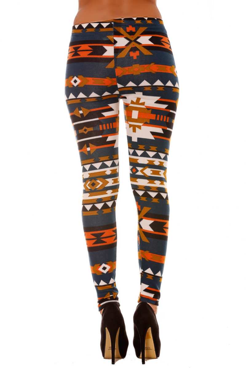 Colorful winter LeCKings in duck and orange fancy patterns. Leggings Fashion style. 113-1 - 7