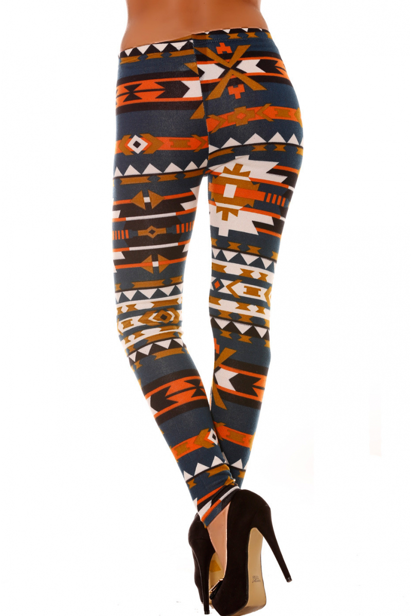 Colorful winter LeCKings in duck and orange fancy patterns. Leggings Fashion style. 113-1 - 8