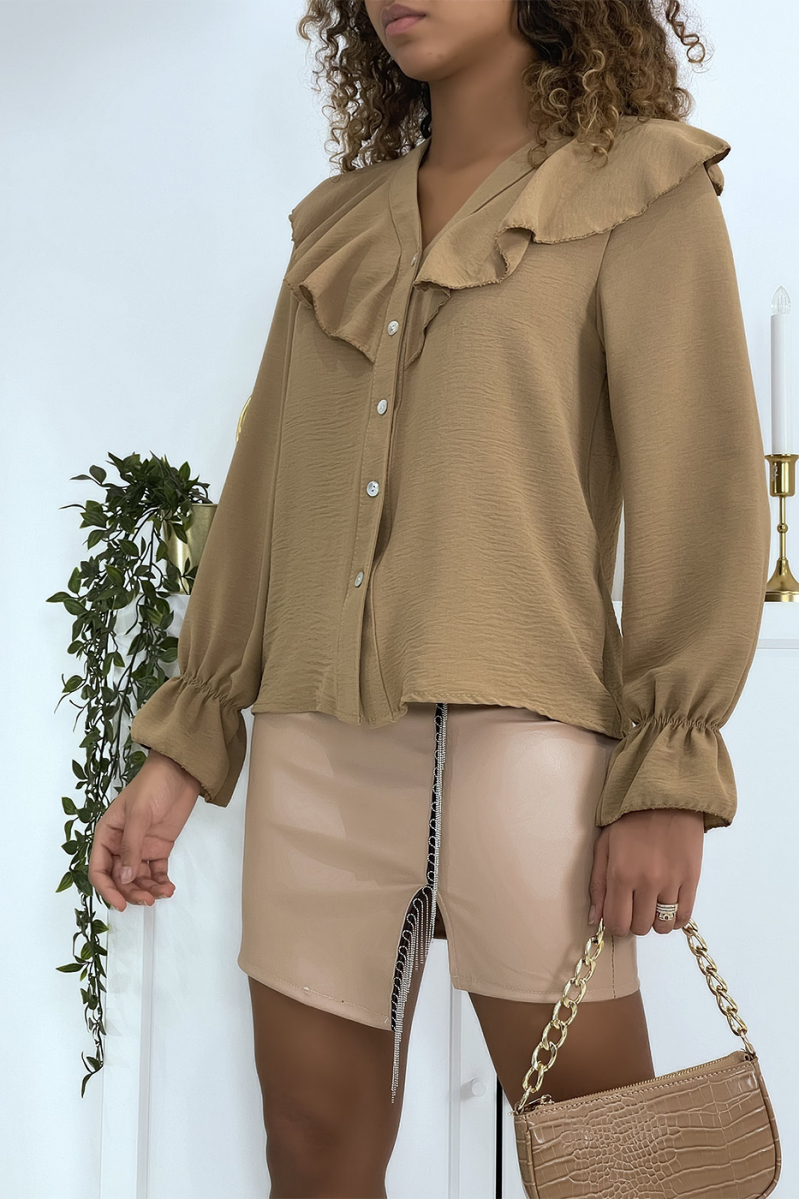 Camel blouse with buttons - 3