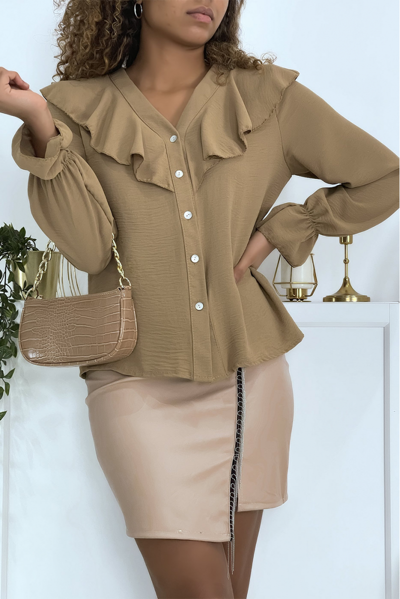 Camel blouse with buttons - 4
