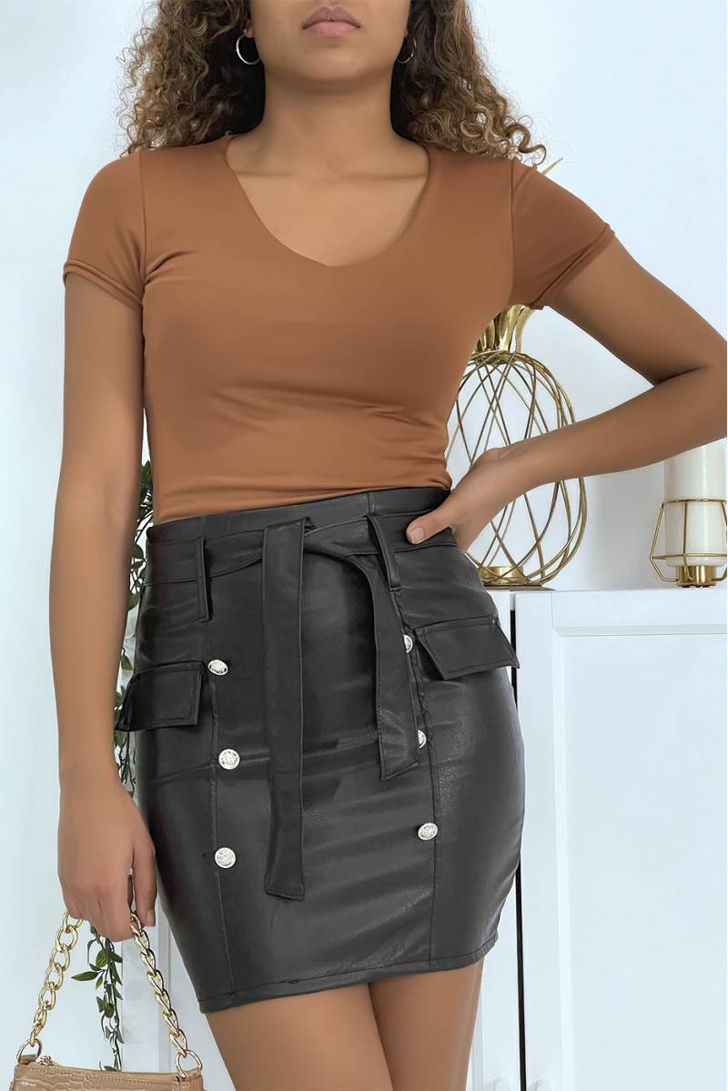 Black imitation skirt with golden buttons