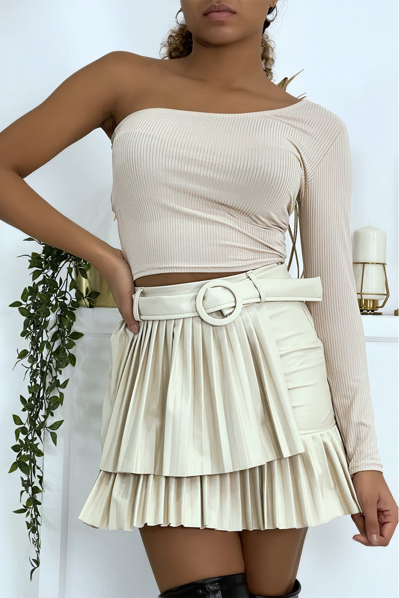 Crop-top beige à une manche - 1