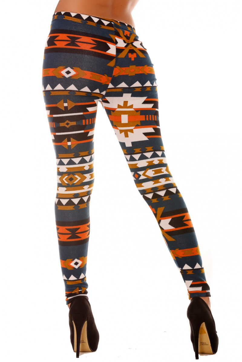Colorful winter LeCKings in duck and orange fancy patterns. Leggings Fashion style. 113-1 - 9