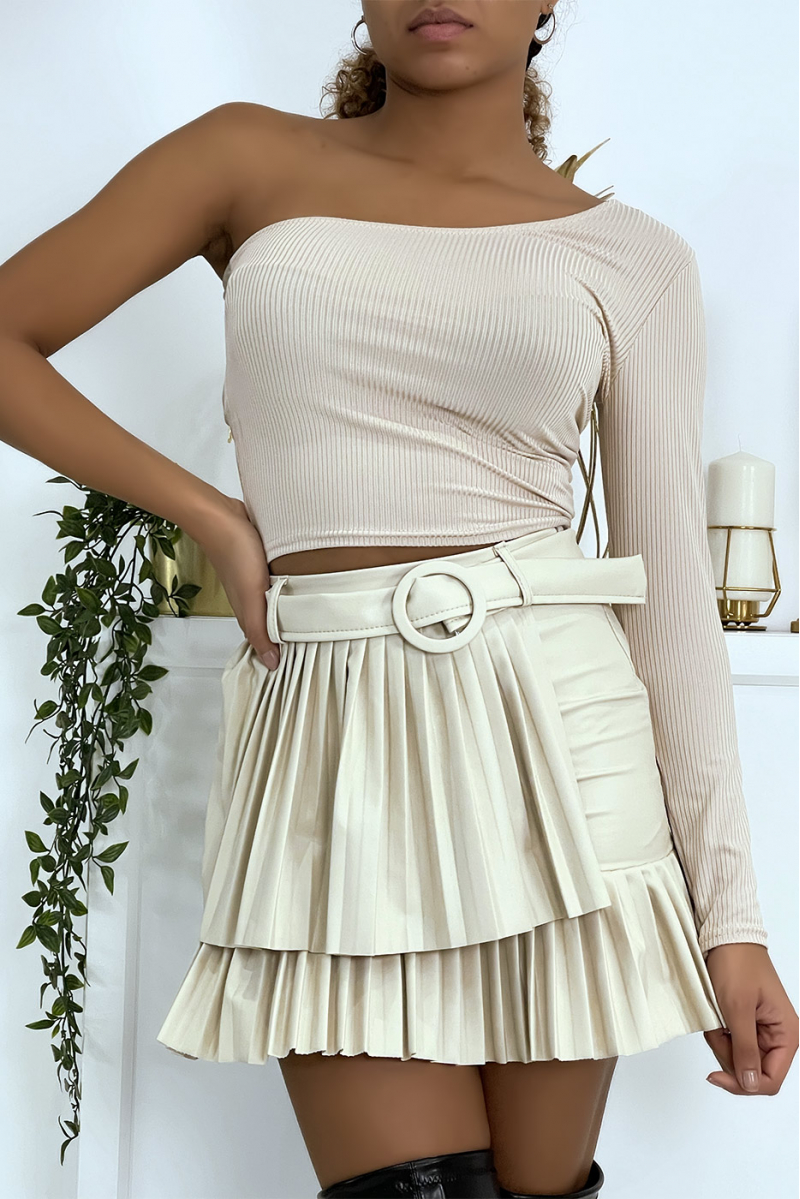 Faux pleated beige skirt