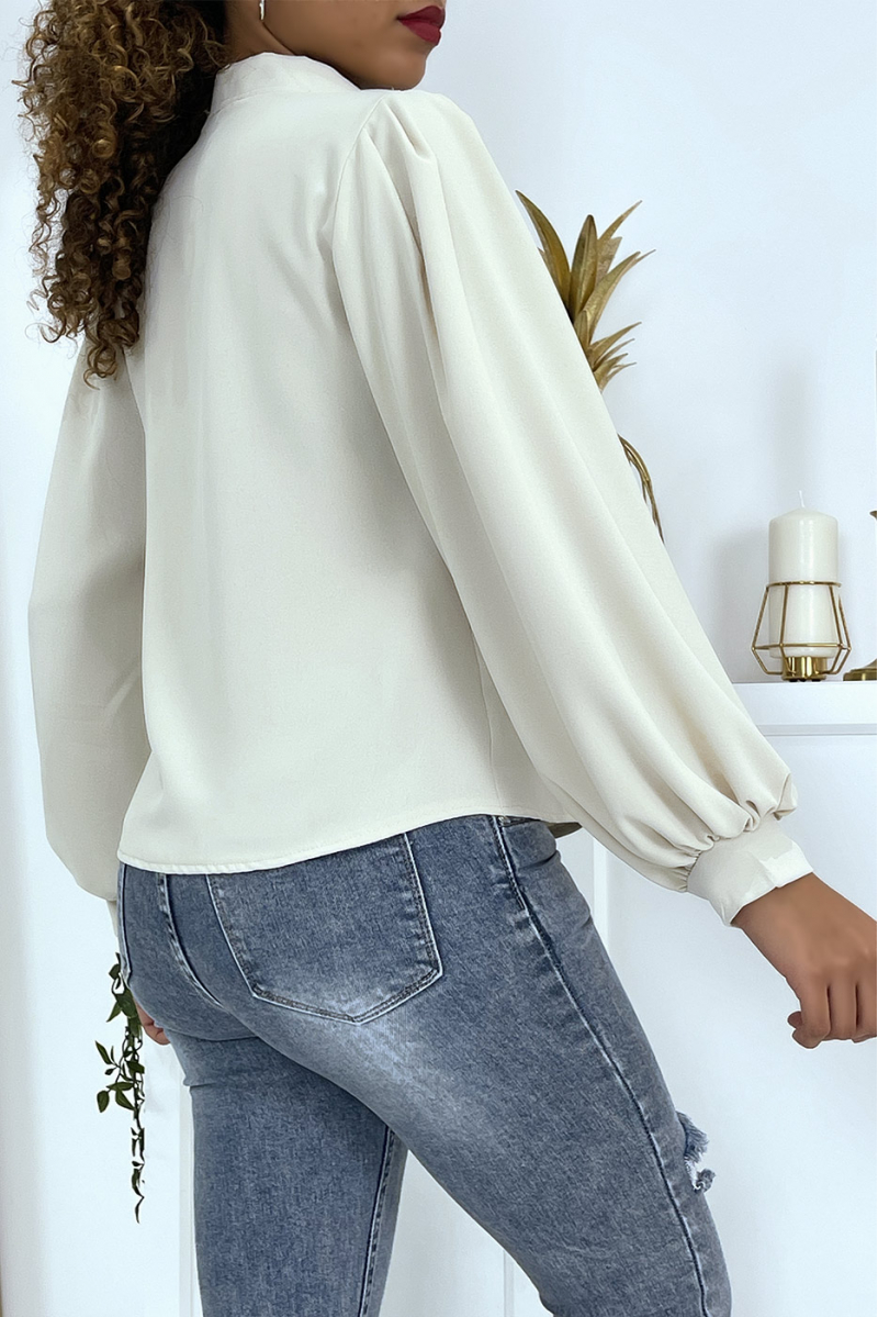 Buttoned beige blouse with shirt effect - 16