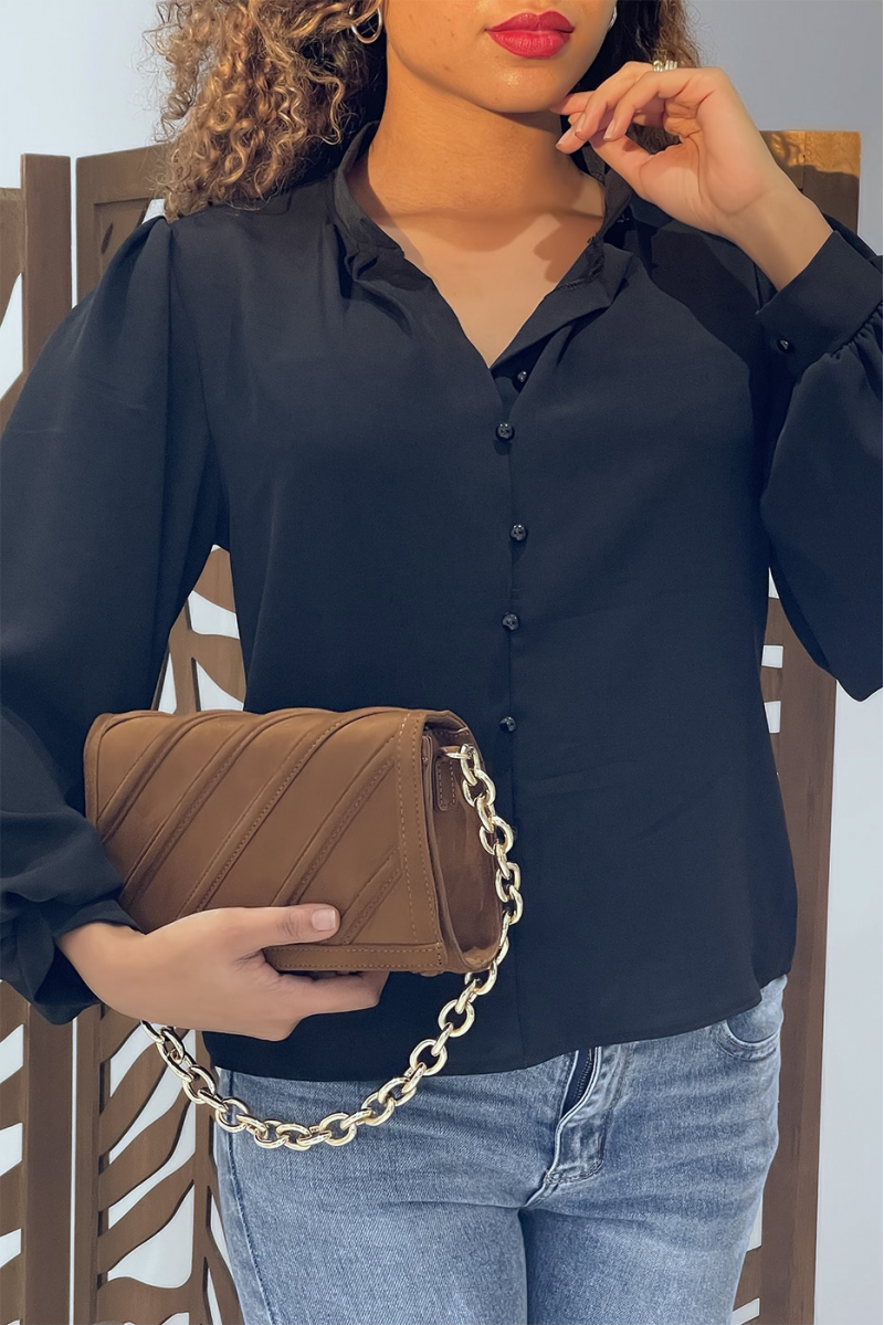 Buttoned black blouse with shirt effect - 23