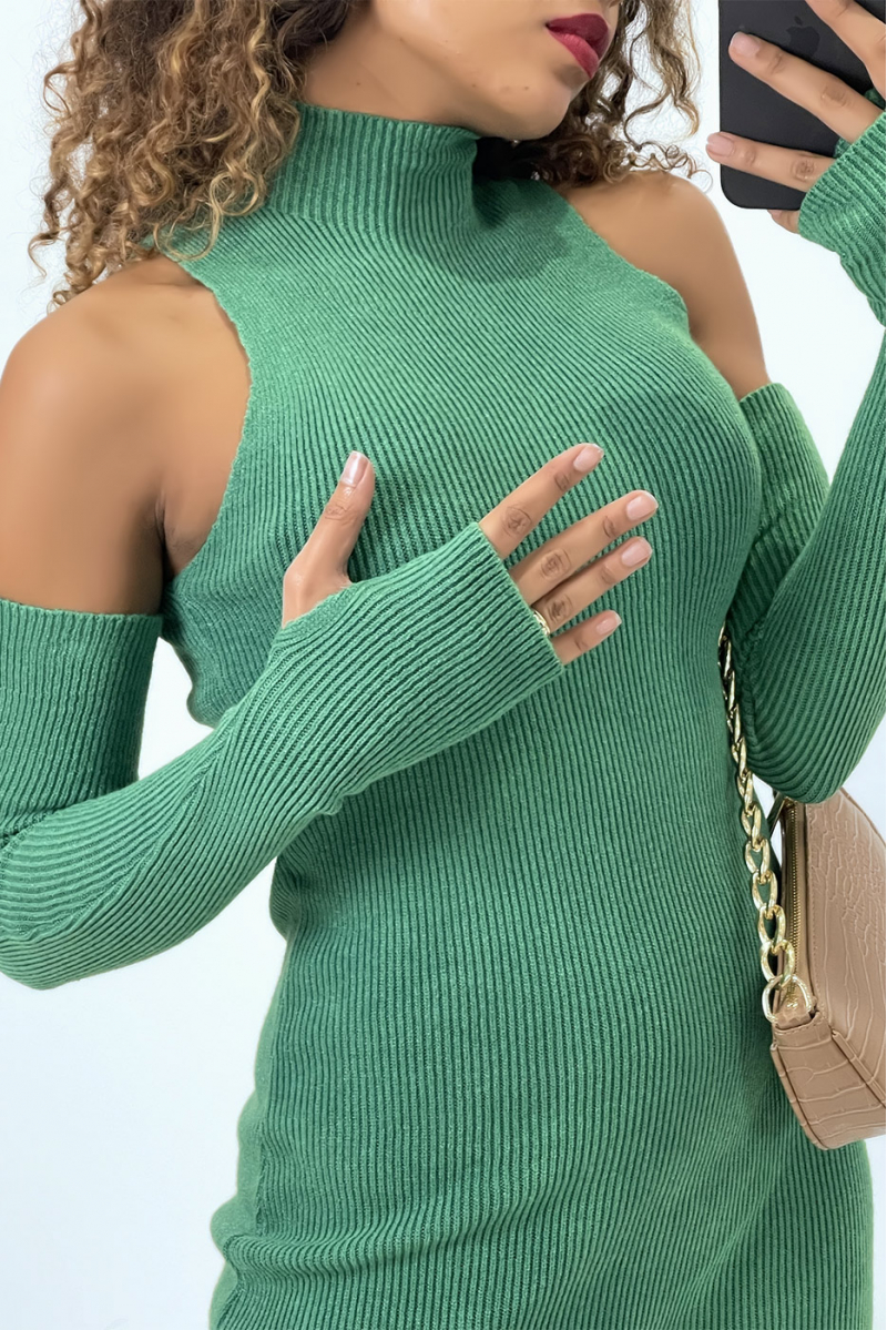Green jumper dress with separate sleeves - 2