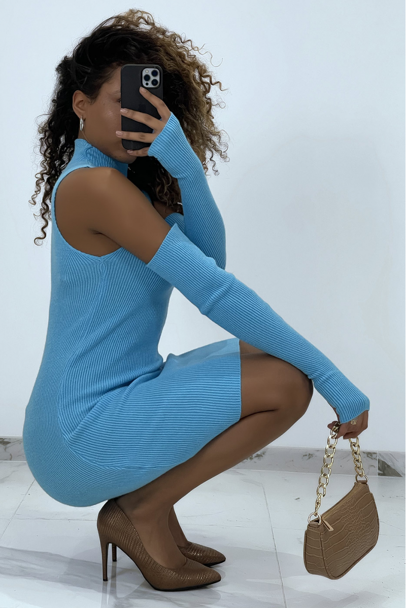 Blue jumper dress with separate sleeves - 2