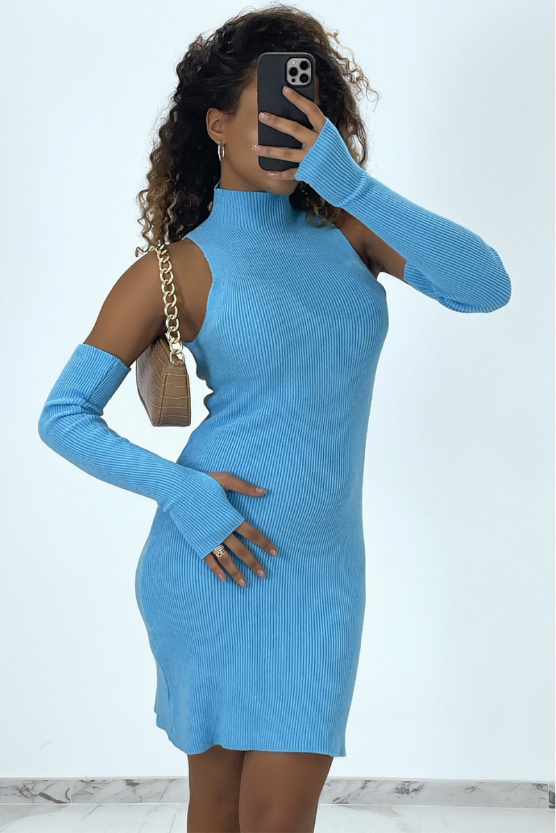 Blue jumper dress with separate sleeves - 3