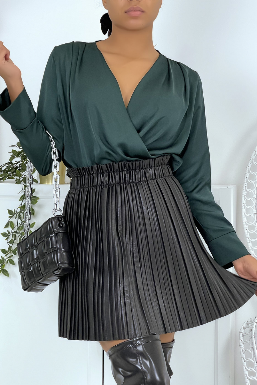 Body cache coeur vert satiné - 10