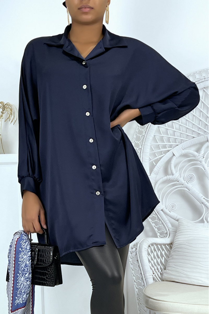 copy of Loose shirt dress in oversized satin burgundy. Woman shirt - 3