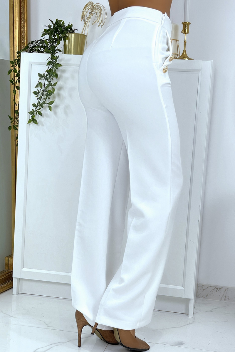 White buttoned palazzo pants with pockets - 4