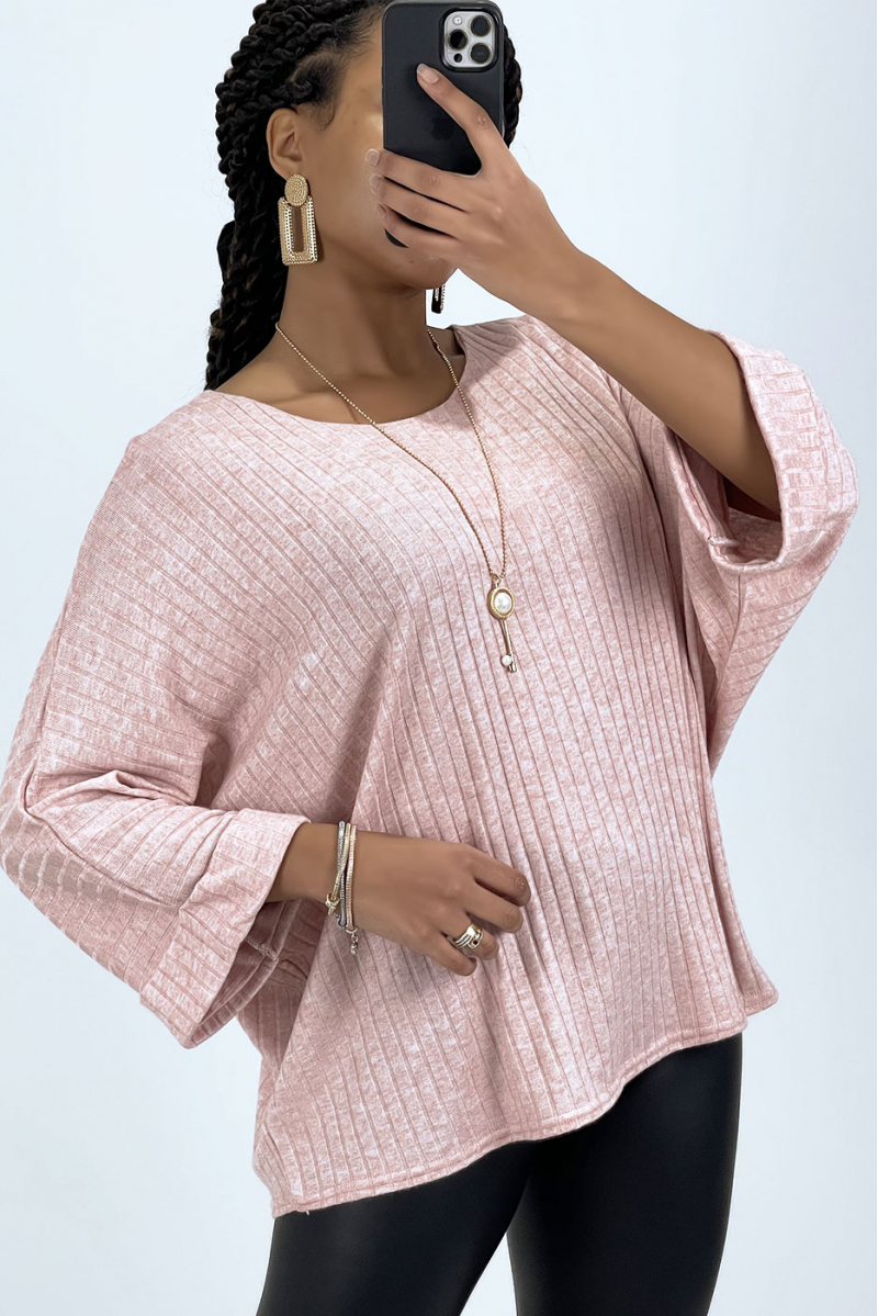 Oversized pink batwing top - 1