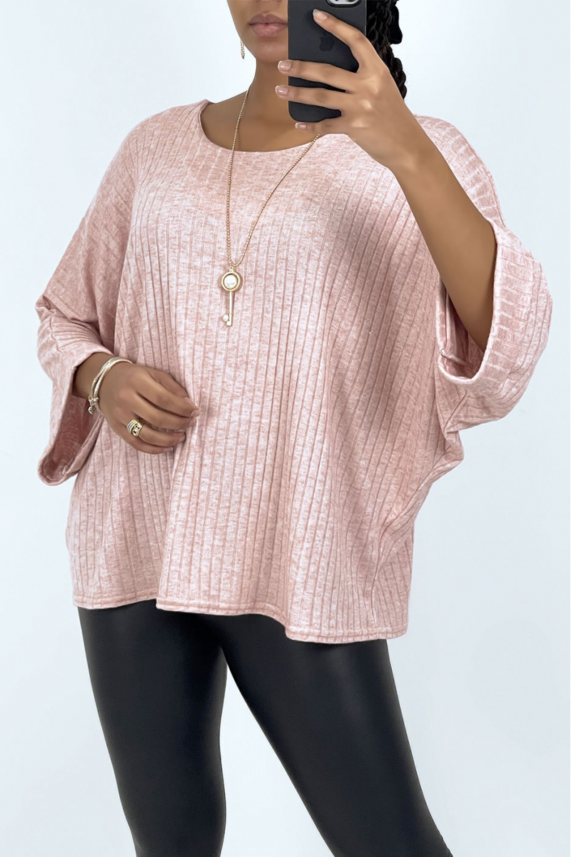 Oversized pink batwing top - 3