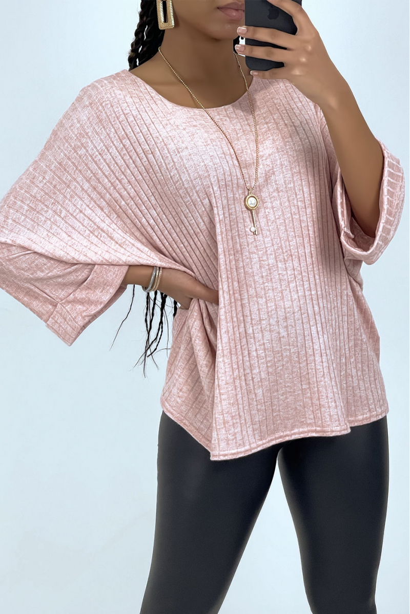 Oversized pink batwing top - 5