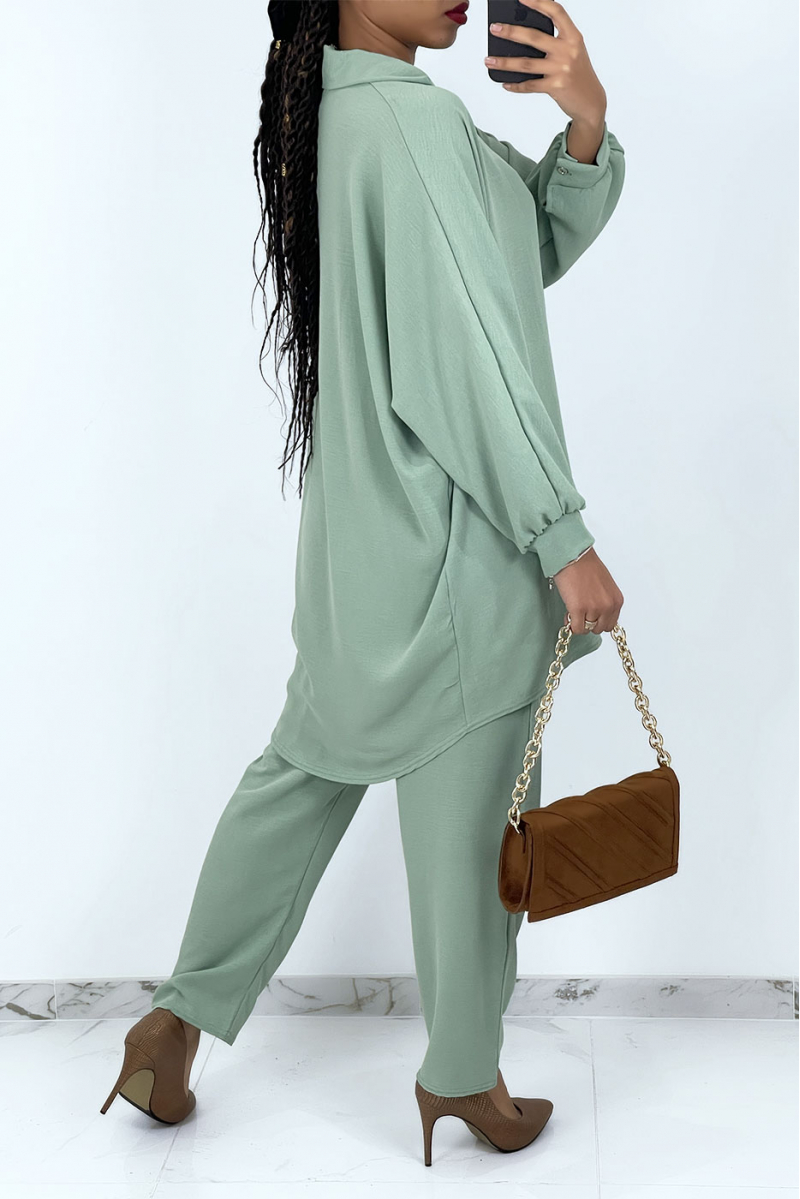 Water green oversized shirt set - 4