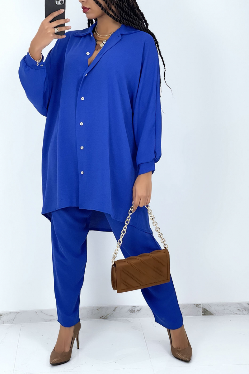 Ensemble chemise oversize bleu royal - 4