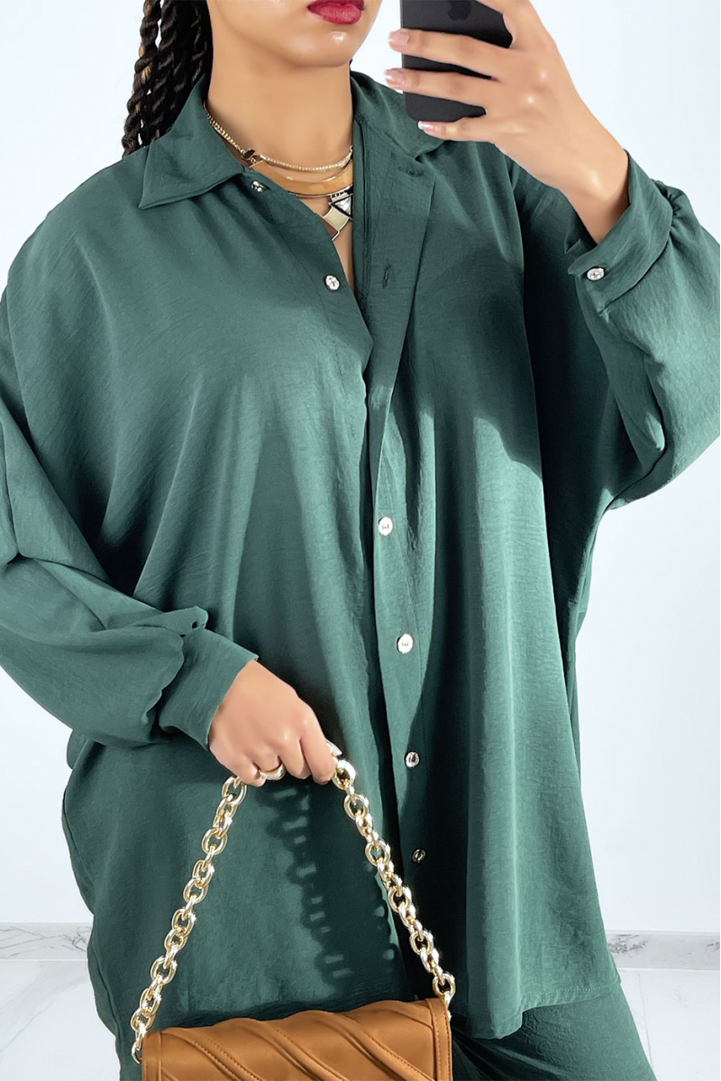 Fir green oversized shirt set - 1