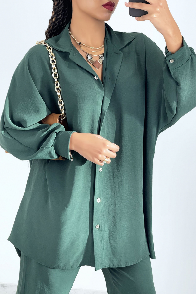 Dennengroene oversized hemdset - 2