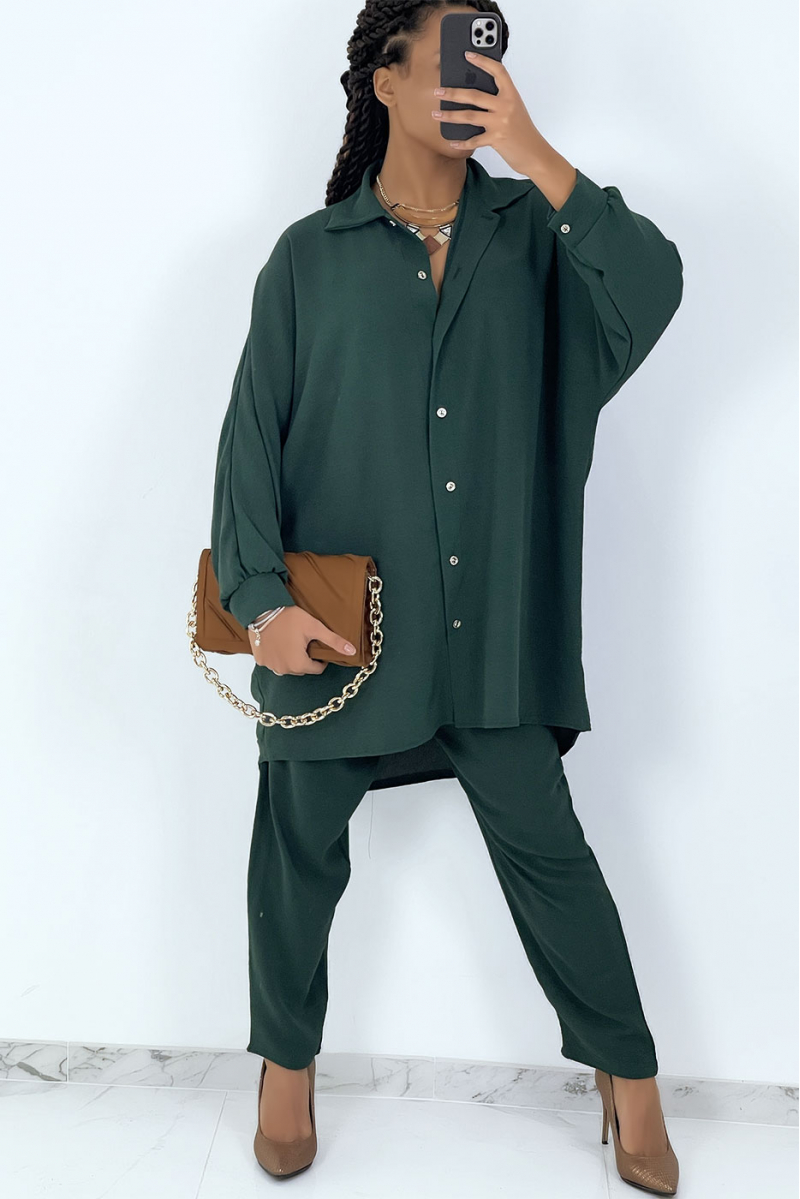 Fir green oversized shirt set - 3