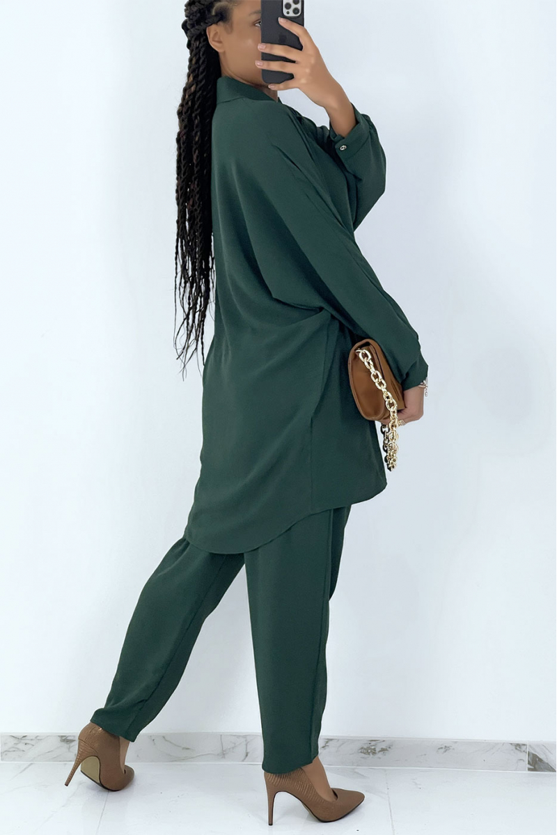 Dennengroene oversized hemdset - 4