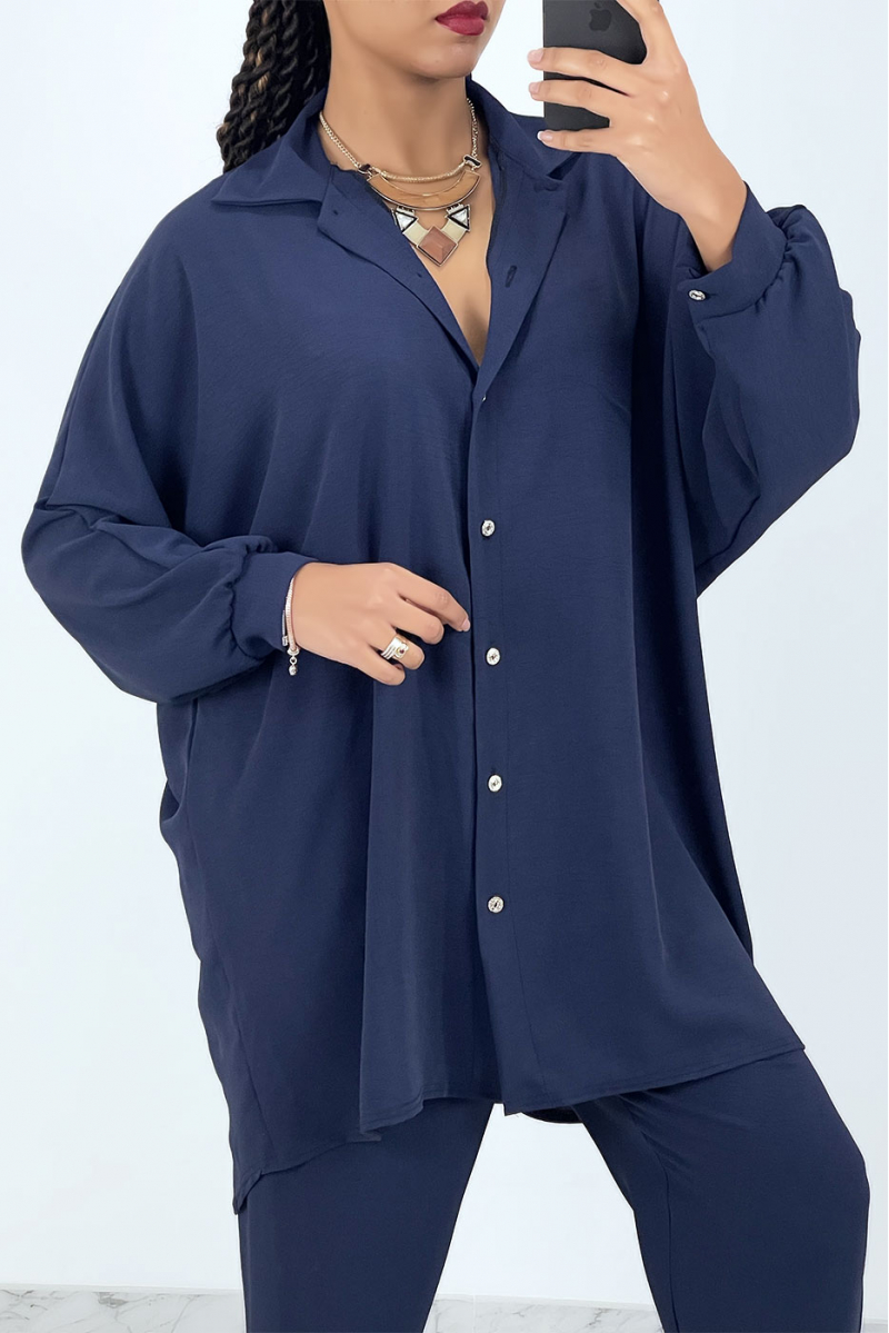 Marineblauwe oversized hemdset - 2