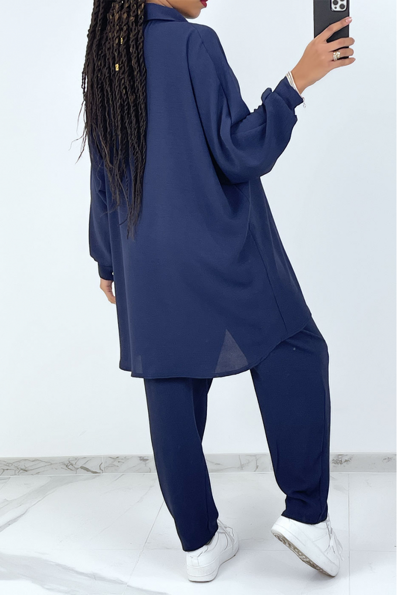 Marineblauwe oversized hemdset - 5