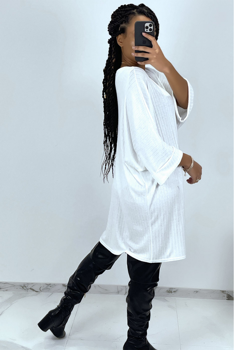 Women's oversized white sweater - 4