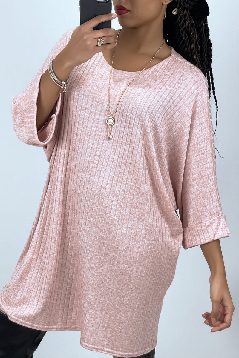 Oversized pink sweater dress - 5