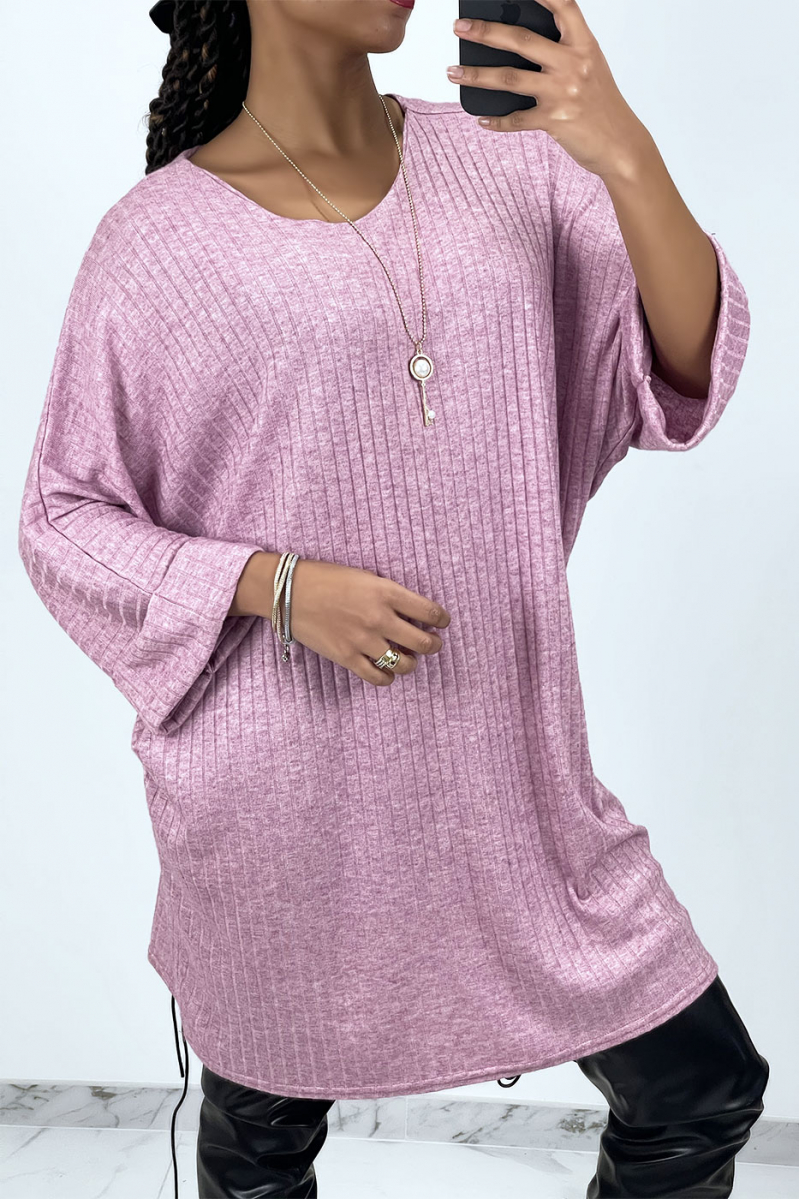 Pull lilas oversize femme - 3