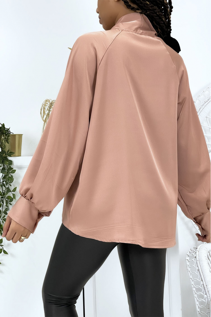 Powder pink satin blouse - 3