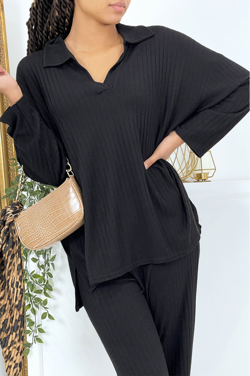 Set van zwarte soepelvallende blouse en broek - 4 Set van zwarte soepelvallende blouse en broek - 4