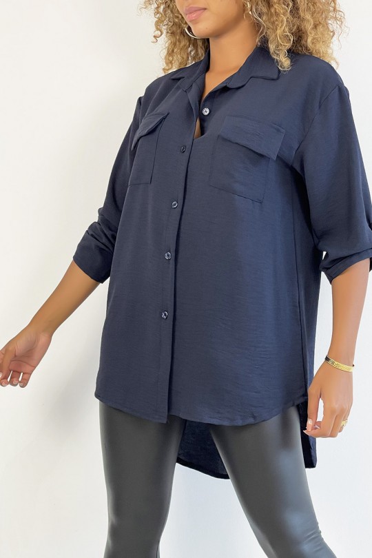 Very chic blue shirt with chest pocket - 1