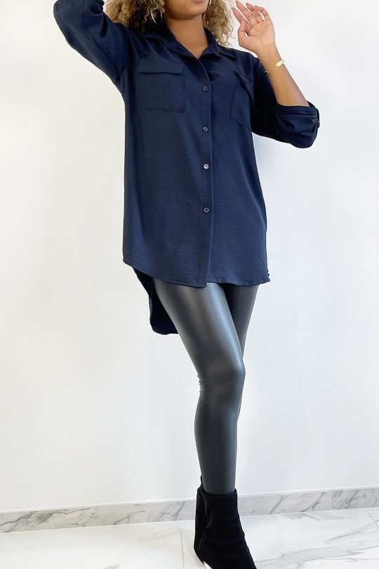 Very chic blue shirt with chest pocket - 4