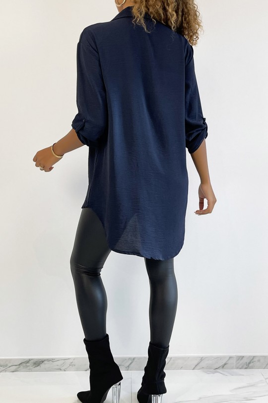Very chic blue shirt with chest pocket - 5