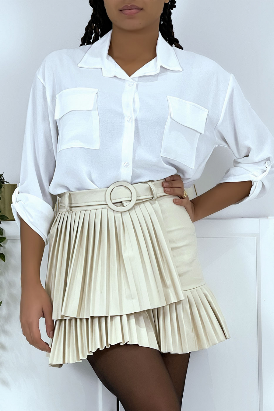 Chemise lilas très chic avec poche au buste - 13